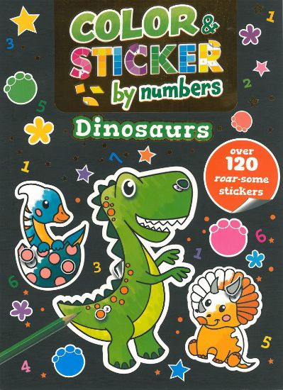 Picture of COLOR & STICKER BY NUMBERS-DINOSAURS